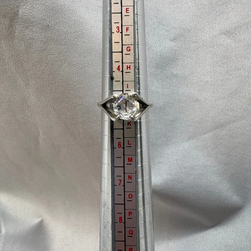 Espo Glass Ring Womens Size 5 Silver Fair Vintage Sterling Statement Geometric